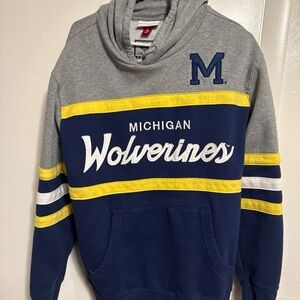 Michigan Mitchell and ness Blue/grey Hoodie Large